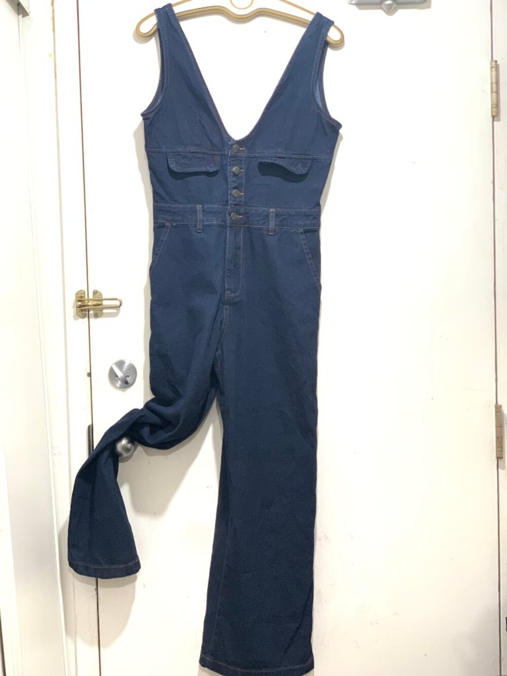 CIDER WIDE LEG DENIM JUMPSUITS SIZE M